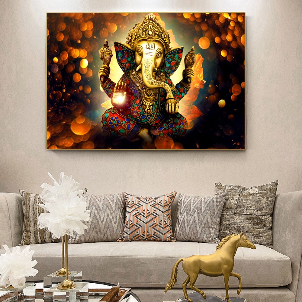 Ganesha Gods Canvas Paintings On The Wall Ŭ ..